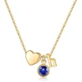 Collier pendentif lettre alphabet en or avec cœur et pierre de naissance chic - Lettre H / Pierre de Naissance de Septembre / Or