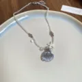 Collana girocollo boho in resina e conchiglia, catenina elegante con ciondolo stella marina donna. - 5# Collana-Bianco