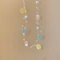 Collana boho a fili multipli con dischi in resina colorati e perle variante. - #14 collana - argento - giallo - verde - rosa