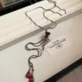 Collana Y rosa rossa gotica vintage catena a serpente nera elegante modo gioiello chic - #71 collana - canna di fucile - rosso