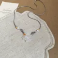 Collana in corda intrecciata in stile etnico bohémien con ciondolo a maschera di volpe e perle - 84# Collana - Bianco