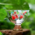 Exquisite glass tea cup with charming strawberry pattern, perfect personal kung fu tea master cup. - 45ml / Youling Tasting Cup (Pink Stem)