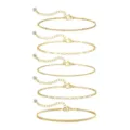 Conjunto de pulseras de cadena de oro para mujer, joyas de moda delicadas y en capas. - Set de pulseras apilables / Paquete de 5 piezas / Dorado