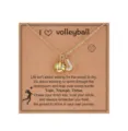 Goldene Volleyball Buchstabe J Anhänger Halskette für Damen Sport Fan Geschenk Schmuck - Buchstabe J - Gold / Gold
