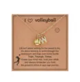 Modische sportliche Volleyball Buchstaben Halskette mit Kristall Anhanger fur Damen und Alltag - Buchstabe W - Gold / Gold
