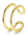 14K gold plated double line ear cuff minimalist non-pierced earring for daily wear chic - Style 2 / Gold