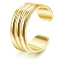 14K Gold Plated Multi-Line Ear Cuff Minimalist Non-Piercing Clip On Earring Style - Style 3 / Gold