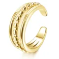 Minimalist 14k gold plated multi-row beaded non-pierced ear cuff for stylish daily wear. - Style 6 / Gold