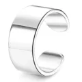 Minimalist wide silver ear cuff, smooth open non-pierced earring for daily fashion wear. - Style 1 / Silver