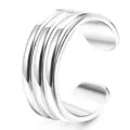 Silver multi-band minimalist open ear cuff, versatile non-pierced daily fashion jewelry. - Style 3 / Silver