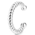 Silver twisted ear cuff non piercing minimalist metal clip on hoop earring fashion jewelry - Style 8 / Silver