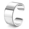 Minimalist wide silver open ear cuff for women and men daily fashion non piercing jewelry - Style 1 / Platinum