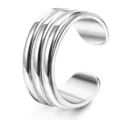 Minimalist silver multi-band ear cuff, stylish non-piercing clip-on earring for daily wear. - Style 3 / Platinum