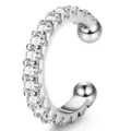 Silver-toned crystal ear cuff non-pierced clip on daily simple versatile fashion jewelry - Style 4 / Platinum