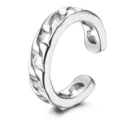 Silver tone non piercing ear cuff with stylish chain cutout design for daily wear and fashion. - Style 9 / Platinum