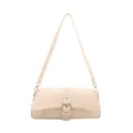 Beige PU lederen baguette schoudertas retro chic moto stijl casual dagelijkse tas - Broken Wit