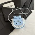 Mini cute polka dot bow crossbody bag light blue lace trim sweet style stylish shoulder bag - Blue with Black Dots
