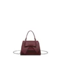 Dark red mini children's crossbody bag with cute bow, solid color girls handbag with chain. - Red