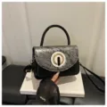 Stylish women shoulder bag minimalist fashion PU leather handbag elegant commuting crossbody bag - Black