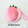 Joli porte-monnaie en peluche rose en forme de fraise de taille 8.0x8.0cm pour sac - Carotte