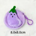 Porte-monnaie en peluche aubergine violette avec clip et détails de taille 8,0x8,0cm - Aubergine