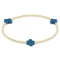 Gold bead stretch bracelet featuring stylish blue cross charms for women and daily minimalist wear. - Cross Style / 3mm Beads Pack / Dark Blue