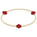 Gold bead bracelet with red cross charms, elegant elastic stretch jewelry for women. - Cross Style / 3mm Beads Pack / Red