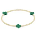 Gold bead bracelet featuring green cross charms and elastic design for women stylish - Cross Style / 3mm Beads Pack / Green