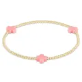 Bracciale di Perle Dorate con Croci Rosa Elastico ed Elegante Gioiello per Donna Moda. - Stile Croce Rosa / Confezione da 3mm Perline / Placcato Oro Rosa