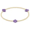 Gold bead stretch bracelet for women featuring cute purple cross charms minimalist daily jewelry - Cross Style / 3mm Beads Pack / Purple
