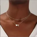 Collana doppia in argento con ciondolo a cuore e lettera B, gioiello girocollo elegante. - Cuore e Lettera A / Stile Collana (38/45+5cm) / Argento