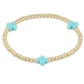 Gold bead stretch bracelet with blue cross charms, minimalist 14K gold plated fashion jewelry. - Cross Style / 3mm Beads Pack / Light Blue