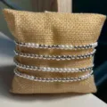 Elegant pearl and silver beaded bracelet set, minimalist multi-layer stackable design for women. - Style 3 (Silver Mix) / 4 Pieces / Silver