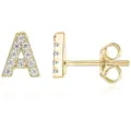 Orecchini a lobo lettera A dorati con zirconi cubici brillanti gioiello minimalista donna uomo - Oro A