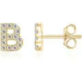 Orecchini a lobo lettera B oro zirconi pavè moda iniziali variante design stile chic - Oro B