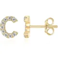 Orecchini a lobo lettera C in zircone placcato oro variante moda donna gioielli - Oro C