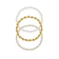 Elegant pearl beaded bracelet set for women, chic gold and white stackable jewelry accessory. - Style 5 (Simple Gold Beads) / Set / Gold