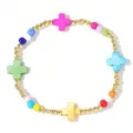 Bracciale di perline colorate elastico con ciondoli a croce per donna moda elegante - Stile Croce Colori Misti (11) / Multicolore con Oro