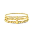 Gold beaded stretch bracelet set, stacked layered design with round metal beads for women. - 3-Layer Gradient Gold Bead Stacking Style (23) / Gold