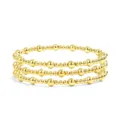 Gold bead stretch bracelet stack multi size metal beaded fashion jewelry for women elegant chic - Multi-Size Gold Bead Stacking 3-Piece Set (18) / Three-Piece Set / Gold