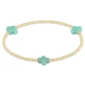 Elegant gold bead bracelet featuring green cross charms for women fashion daily wear. - Cross Style / 1 Piece / Turquoise Green