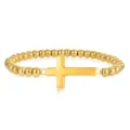 Gold Cross Beaded Bracelet Minimalist Elastic Chain Fashion Wrist Jewelry for Women - Horizontal Cross Style (1) / Gold