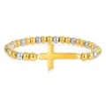 Two-tone Beaded Cross Bracelet Gold and Silver Fashion Women Jewelry Accessory - Two-Tone Beaded Cross Style (3) / Gold and Silver Two-tone