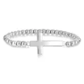 Elegant silver beaded cross stretch bracelet for women, minimalist fashion jewelry accessory. - Silver Horizontal Cross Style (5) / Silver