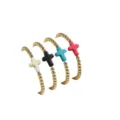 Fashion cross beaded stretch bracelet set for women, minimalist gold bead charm jewelry. - Gold 4-Piece Cross Bracelet Set / Four-Piece Set / Gold with Multi-color