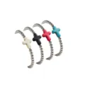Fashion cross beaded stretch bracelet, multi-color stone charm variant for women daily wear. - Steel 4-Piece Cross Bracelet Set / Four-Piece Set / Steel with Multicolor