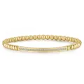 Gold-tone beaded stretch bracelet with a curved crystal-paved bar for women daily wear. - Rhinestone Curved Bar Style (30) / Gold