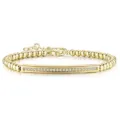 Gold Beaded Bracelet with Dazzling Diamond Bar Elegant Wrist Jewelry for Women Daily - Rhinestone Bar with Tag Style (32) / Gold