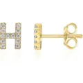 Orecchini a lobo con lettera H in cristallo placcato oro per donna e uomo, moda. - Oro H