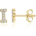 Orecchini a lobo con lettera I in oro pavé di zirconi cubici per donna e uomo gioielli moda - Oro I